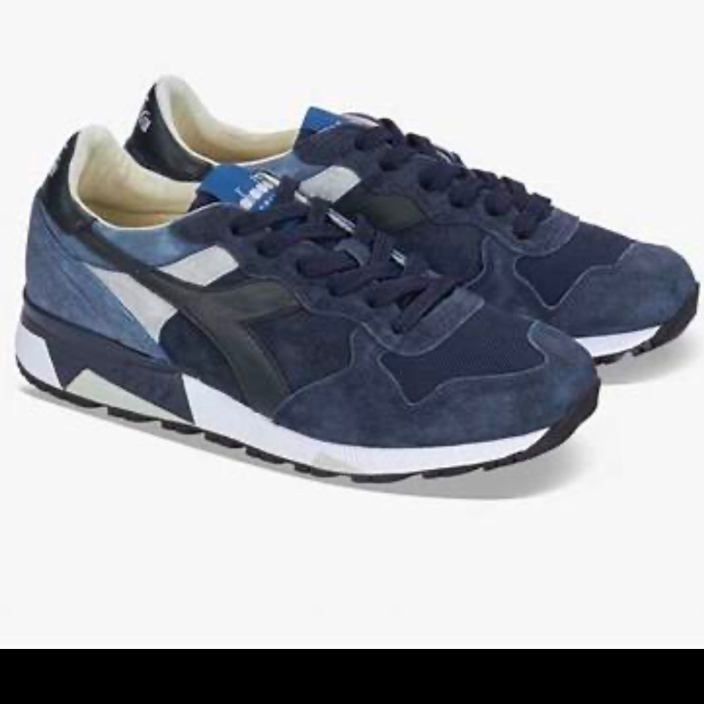 Diadora Trident 90S sneaker - leather & suede, Blue, Size 10
